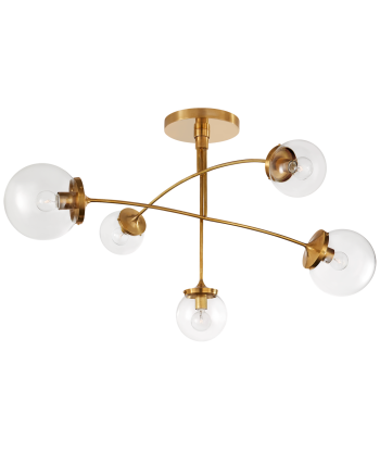 Chandelier Prescott Mobile Medium Verre blanc / Laiton rembourrage situé sous