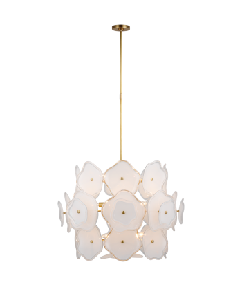 Chandelier Leighton Barrel Large Crème / Laiton en linge