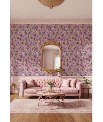 Papier Peint PLETHORA OF PANSIES Bruised Pink 50-70% off 