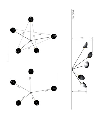Spider Wandleuchte 5 Arme brillant des détails fins