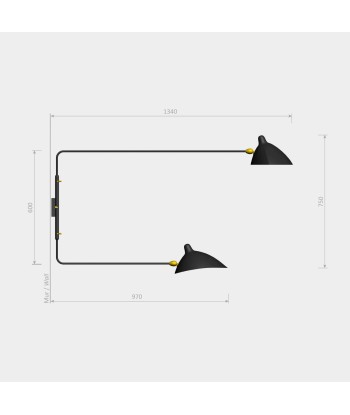 2 Wandleuchte mit rechtem Arm outlet