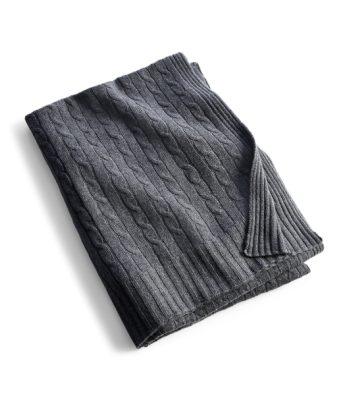 Plaid Cable Cashmere Twisted Modern Charcoal ou a consommer sur place